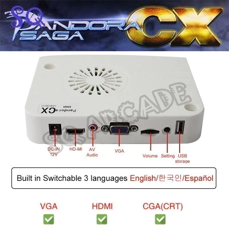 2022 Pandora Saga Box CX 2800 en 1 Version Arcade Joystick Console de jeu armoire Machine JAMMA carte mère PCB Multi HDMI VGA CRT – Image 3