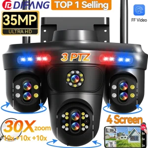 DIFANG 35MP WiFi caméra IP 4 écrans 7 lentilles 10X Zoom extérieur sans fil PTZ caméra de sécurité suivi automatique CCTV caméra de Surveillance Caméra de Surveillance Extérieure WiFi pour la Maison, Caméra IP avec Tro - AliExpress 30